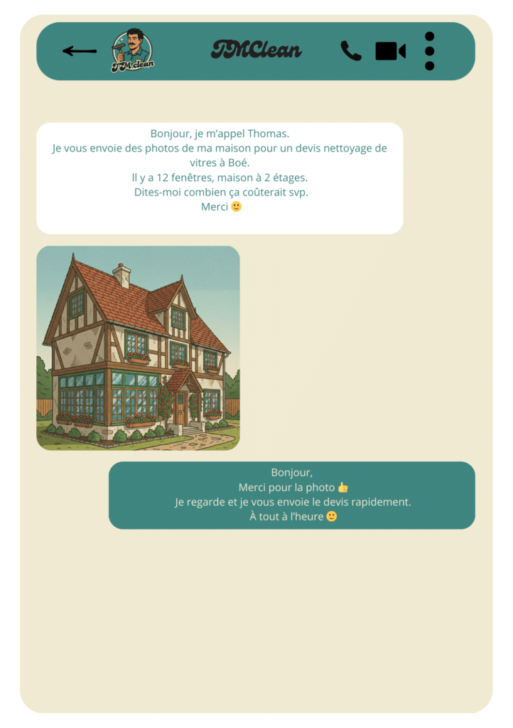 Image de présentation d'un sms pour un devis de lavage de vitres à Agen
