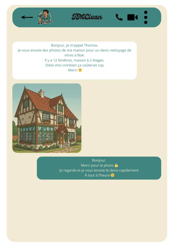 Image de présentation d'un sms pour un devis de lavage de vitres à Agen