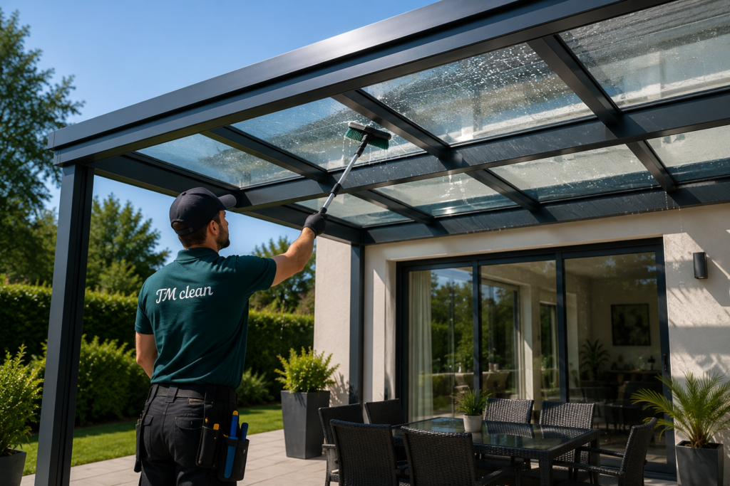 Nettoyage d'une pergola vitrée par TM Clean à Agen dans le Lot-et-Garonne